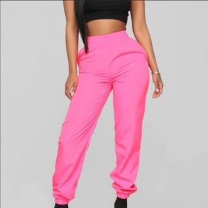 Fashion Nova Hot Pink Wind breaker pants